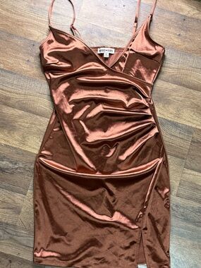 Inspired Hearts Copper Satin Mini Dress